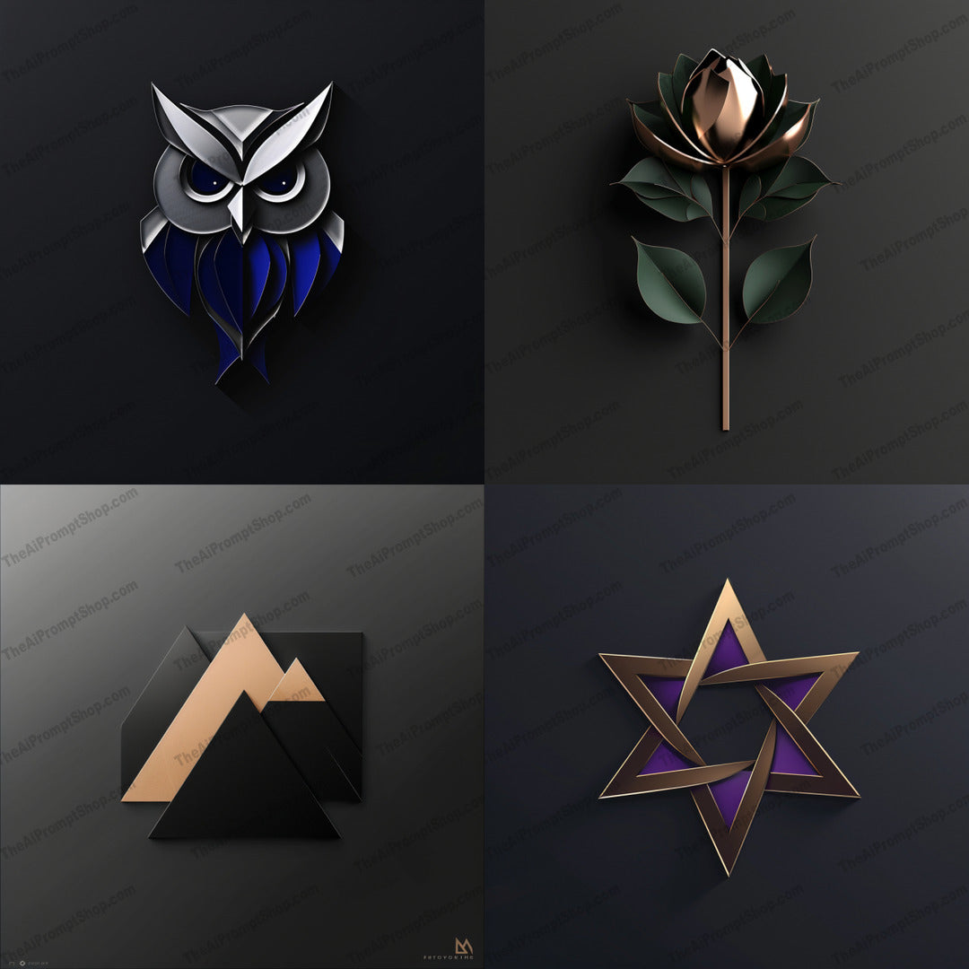 Abstract Icon Art AI MidJourney Image Prompt, 9275 — Create sleek metallic icon artwork with geometric construction, sculpted depth, refined shadows, and… — cover image