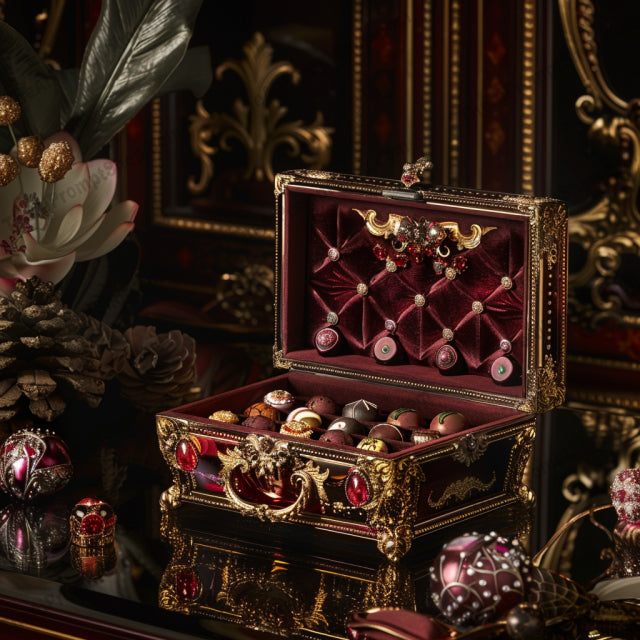 Elegant Chocolate Box Collection AI MidJourney Image Prompt, 8230artisan, box, chocolate luxury, decadent, delicacy, dessert, elegant, exclusive, gift, gift box, gourmand, gourmet, handcrafted, opulent, rich, sophisticated, stylishmidjourney, sweet indulgence