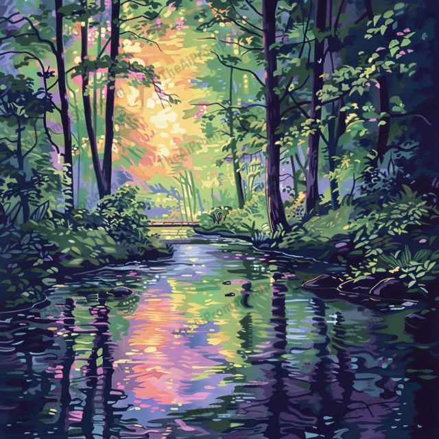 Serene Landscapes AI MidJourney Image Prompt, 9309 Landscapes & Paintings, midjourney, landscape, village, mountain, countryside, forest, stream, sunset, sunrise, nature, scenery, tranquil, serene, picturesque, detailed painting, vibrant colors, reflection, water, trees, scenic view, calming, visual art, Midjourney, Ai, Ai Image Prompt, Image Prompt, Prompt