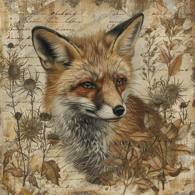 Rustic Woodland Animals Illustration AI MidJourney Image Prompt, 8243botanical art, deer, detailed, earthy tones, enchanting, forest, fox, home decor, nature, nostalgic, portraitmidjourney, rabbit, raven, rustic, vintage, wildlife, woodland animals illustration