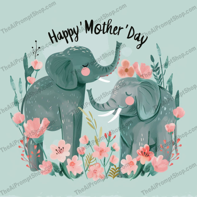 Sweet Mother's Day Animal Illustrations AI MidJourney Image Prompt, 8050adorable animals, animal lovers art, celebration art, cheerful decor, cute animal cards, cute animal gifts, cute animal illustrations, elephant art, family love art, floral illustrations, floral Mother's Day, happy Mother's Day design, heartwarming illustrations, koala art, midjourney, Mother's Day art, Mother's Day decor, Mother's Day wall art, panda art, whimsical animal art