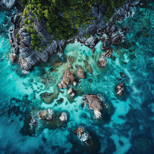 Aerial Island and Ocean Views AI MidJourney Image Prompt, 8218aerial view, atoll, beach, coastal, drone, explore, islands, landscape, natural beauty, nature, ocean, outdoor, photography, scenic, seascape, travel, tropical, volcanic, watermidjourney, wildlife