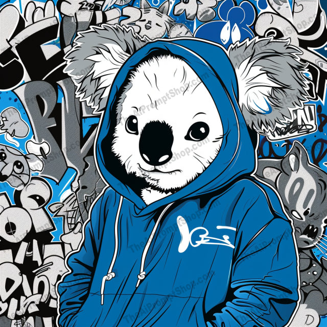 Cool Animals in Hoodies AI MidJourney Image Prompt, 8762 Animals, midjourney, anthropomorphic, animals, hoodies, cool style, graffiti, cartoon, fox, koala, raccoon, tiger, streetwear, urban, fashionable, artistic, vibrant, trendy, colorful, stylized, character design, illustration, Midjourney, Ai, Ai Image Prompt, Image Prompt, Prompt