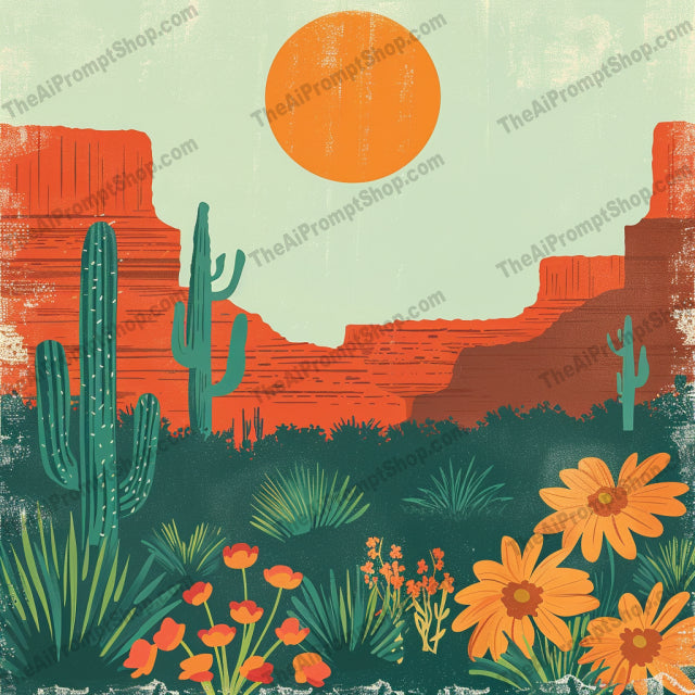 Scenic Landmark Illustrations AI MidJourney Image Prompt, 9510 Landscapes & Paintings, midjourney, scenic, landmarks, illustration, vibrant, bold colors, geometric patterns, travel art, nature art, Eiffel Tower, desert, cacti, flowers, Acropolis, mountains, sunset, landscape, modern art, stylized, artistic, decorative, Midjourney, Ai, Ai Image Prompt, Image Prompt, Prompt