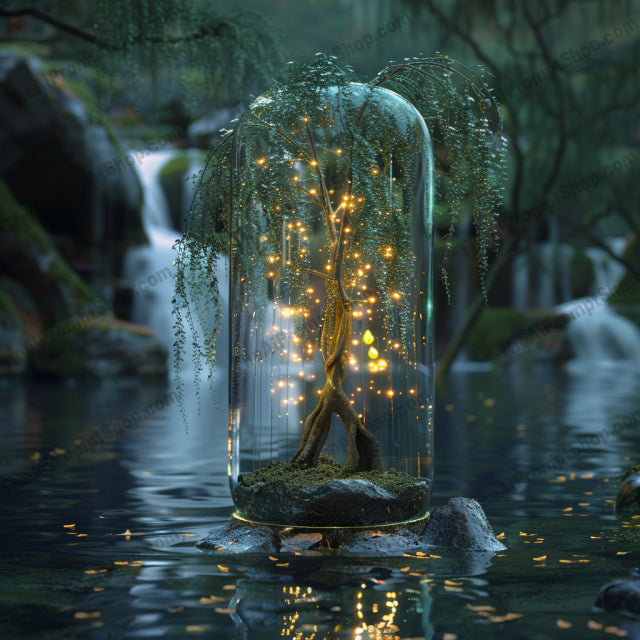 Enchanted Bonsai Tree Art AI MidJourney Image Prompt, 8894 Landscapes & Paintings, midjourney, bonsai, illuminated, glass dome, magical, whimsical, fantasy, serene, enchanted, tree art, glowing, tranquility, beautiful, miniature tree, ethereal, night scene, mystical, glowing tree, enchantment, nature, serenity, Midjourney, Ai, Ai Image Prompt, Image Prompt, Prompt