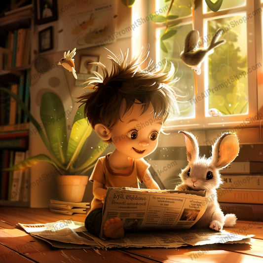 AI MidJourney Image Prompt, Cozy Reading Companions, 4954Animal friends, chat gpt, chat gpt prompts, chatgpt, chatgpt prompts, Gentle character studies, Homey atmosphere, Intimate bookish scenes, Leisurely afternoons, Literary companionship, Lively domestic settings, midjourney, Peaceful reading moments, Quiet contemplation, Storybook Illustrations, Warm indoor lighting