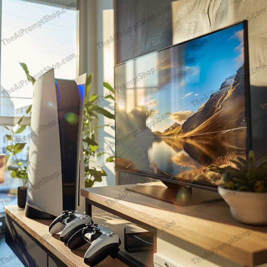 Modern Interior Technology AI MidJourney Image Prompt, 9009 Mockups - Interior Design, midjourney, modern, interior, technology, minimalistic, living space, organized, sleek, tech gadgets, ambiance, design, home, decoration, technology setup, modern living, home office, entertainment, devices, smart home, clean design, sunlight, Midjourney, Ai, Ai Image Prompt, Image Prompt, Prompt