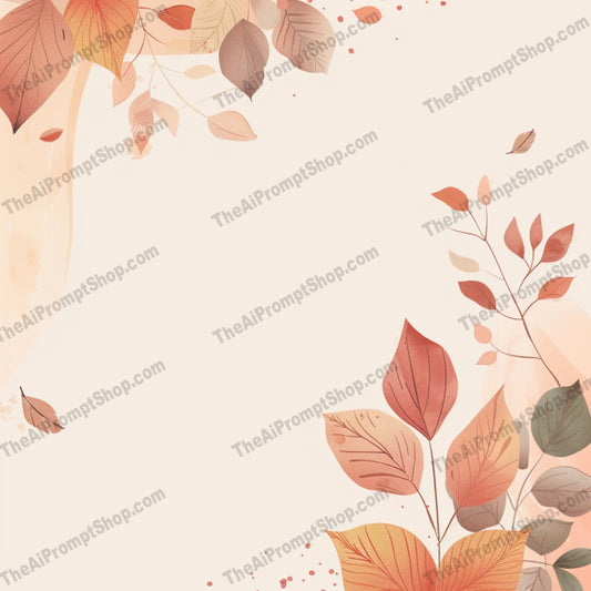 AI MidJourney Image Prompt, Autumn Hues, 4458Autumn leaf patterns, Botanical illustrations, Earthy tones artwork, Fall foliage art, Florals, midjourney, Nature-inspired designs, Organic forms, Pastel autumn leaves, Seasonal flora designs, Serene leaf compositions, Subtle color transitions, Warm color gradients