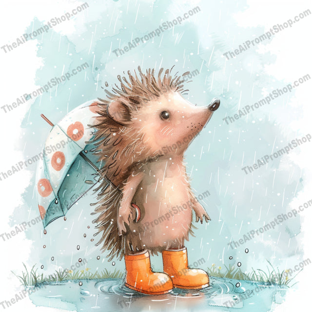 Cute Animals in Rain AI MidJourney Image Prompt, 8858 Animals, midjourney, cute animals, rainy day, umbrellas, raincoats, adorable animals, whimsical art, children's illustration, animal characters, weather theme, illustrated animals, soft colors, storybook art, watercolor style, illustration, kids art, cute illustration, charming animals, animal friends, rainy weather, digital art, Midjourney, Ai, Ai Image Prompt, Image Prompt, Prompt