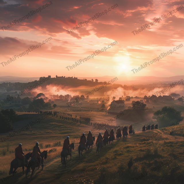 Medieval European Village at Sunset AI MidJourney Image Prompt, 9002 Landscapes & Paintings, midjourney, medieval, village, sunset, European, architecture, illustration, dramatic lighting, serene, historical, detailed, beautiful, vibrant colors, textures, ancient, buildings, marketplace, castle, scenic, picturesque, art, Midjourney, Ai, Ai Image Prompt, Image Prompt, Prompt