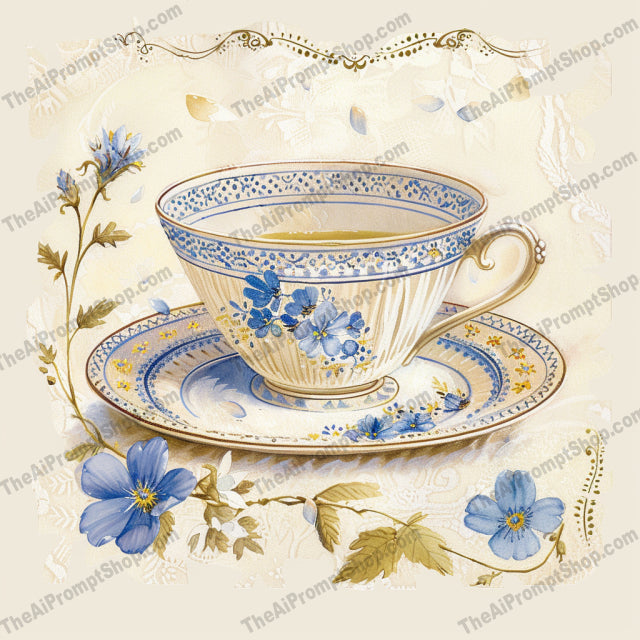 Elegant Vintage Porcelain AI MidJourney Image Prompt, 8171aesthetic, antique, artwork, beautiful, charm, classic, classical, craftsmanship, delicate, design, elegant, floral, intricate, ornatemidjourney, pattern, soft colors, sophisticated, timeless, vintage porcelain