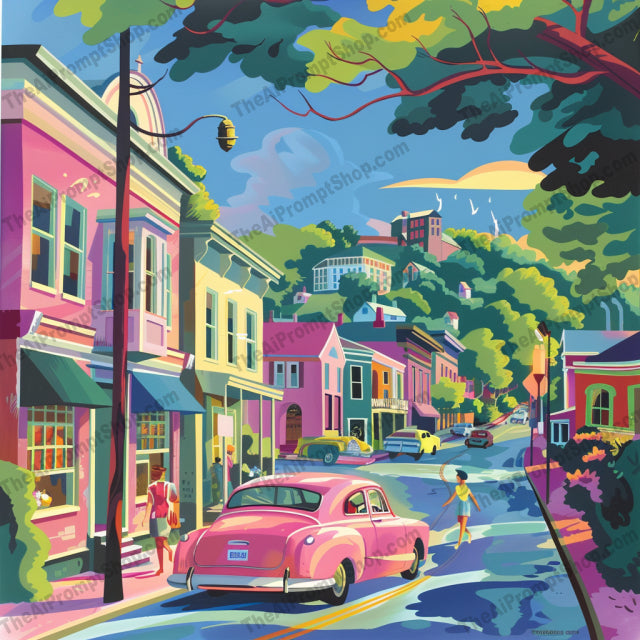 AI MidJourney Image Prompt, Vibrant Urban Life, 4935chat gpt, chat gpt prompts, chatgpt, chatgpt prompts, Coastal cycling, Colorful townscapes, Floral urban walkways, midjourney, Pastel automotive, Retro city charm, Storybook Illustrations, Suburban tranquility, Summer town ambiance, Sunlit streets, Tropical sunset vibes, Vintage vehicle charm