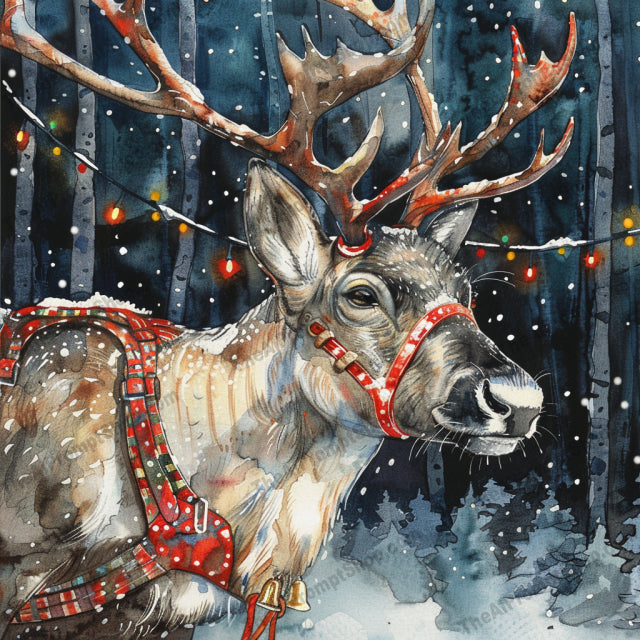 Festive Watercolor Holiday Scene AI MidJourney Image Prompt, 8410Ai, Ai Image Prompt, Art, Celebration, Christmas, Decoration, Elf, Festive, Gift, Greeting card, Holiday, Holidays, Home decor, Illustration, Image Prompt, Joy, Magic, midjourney, Ornaments, Prompt, Reindeer, Santa, Seasonal, Snowman, Watercolor, Whimsical, Winter