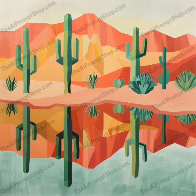 Colorful Geometric Nature Landscapes AI MidJourney Image Prompt, 9462 Landscapes & Paintings, midjourney, geometric, abstract, nature, landscape, colorful, modern, reflections, bold shapes, vivid colors, contemporary, artistic, creative, vibrant, desert, hills, mountains, lakes, patterns, artwork, scenery, Midjourney, Ai, Ai Image Prompt, Image Prompt, Prompt