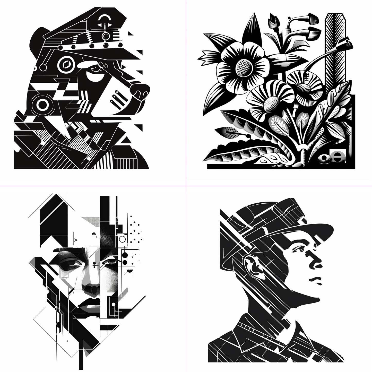 Logos in a abstract style created from an AI image prompt.