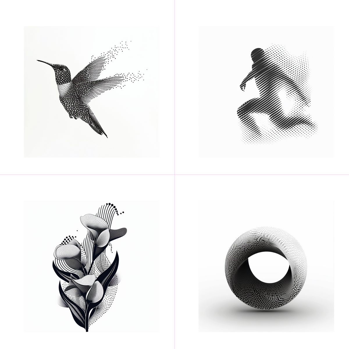 Logos in a abstract style created from an AI image prompt.