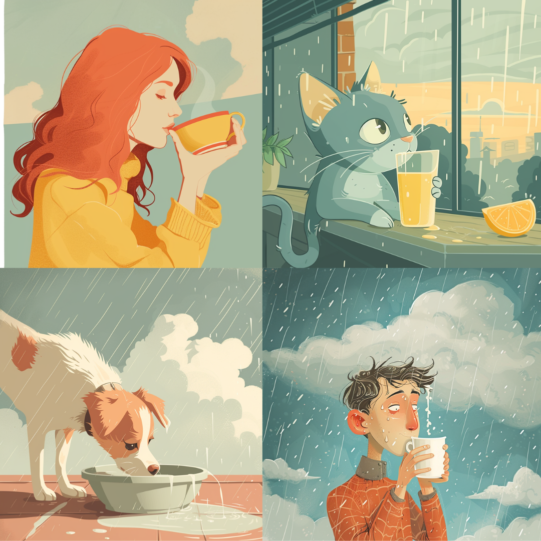 Cozy Weather AI MidJourney Image Prompt, Character Art, 4241Artistic storytelling, Autumn vibes, Character illustration, Charming illustrations, chat gpt, chat gpt prompts, chatgpt, chatgpt prompts, Comfort, Cozy, Daily life, Digital art, Enjoying weather, Hot beverages, midjourney, Pet companionship, Rainy day, Refreshment, Relaxation, Seasons, Self-care, Serene moments, Warm drinks, Whimsy