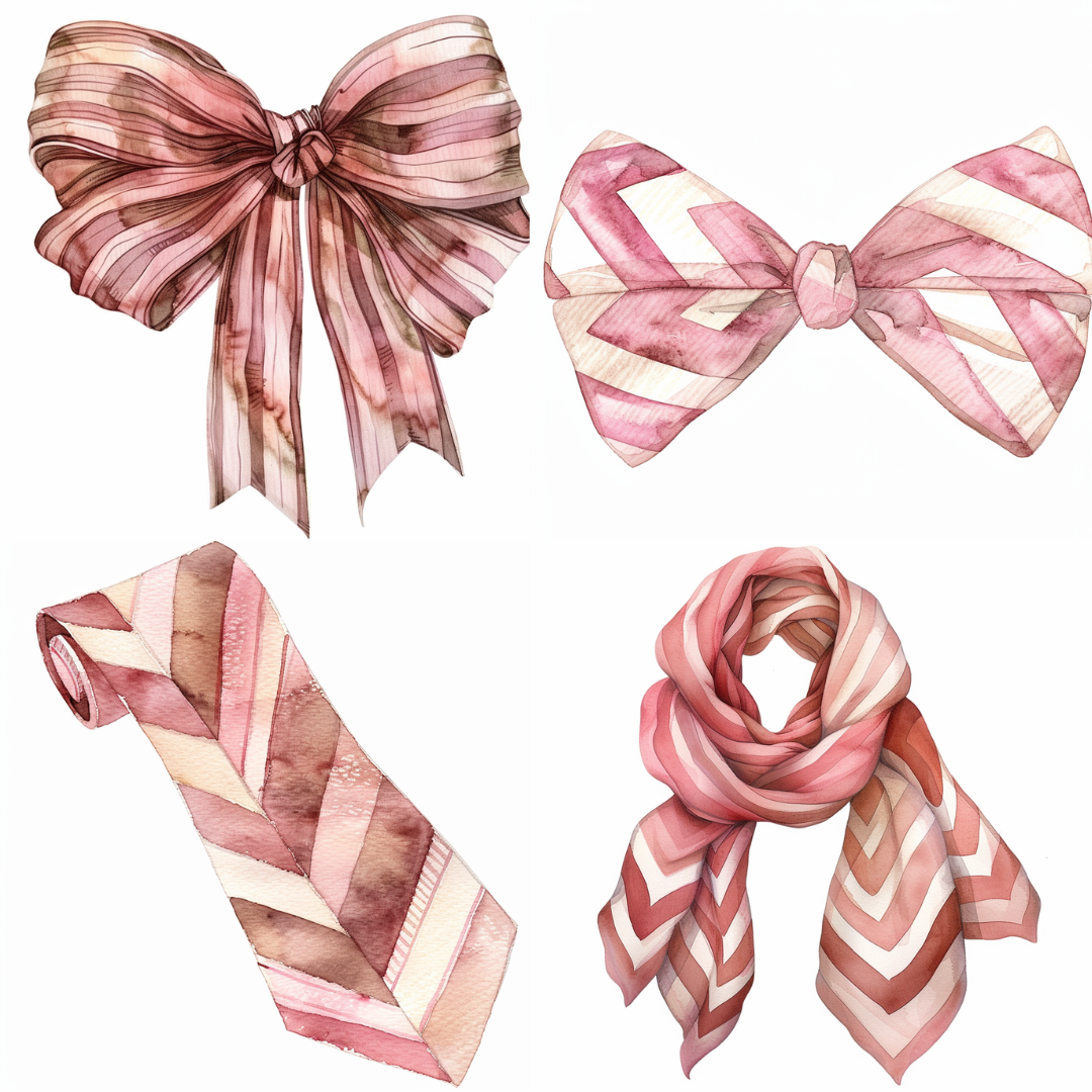 Delicate Ribbon Elegance AI MidJourney Image Prompt, 8014bows, chic, decorative, decorative design, delicate, elegant, feminine, gift wrapping, graceful, intricate, midjourney, pastel, polka dots, ribbons, soft colors, stars, textile art, timeless, vintage