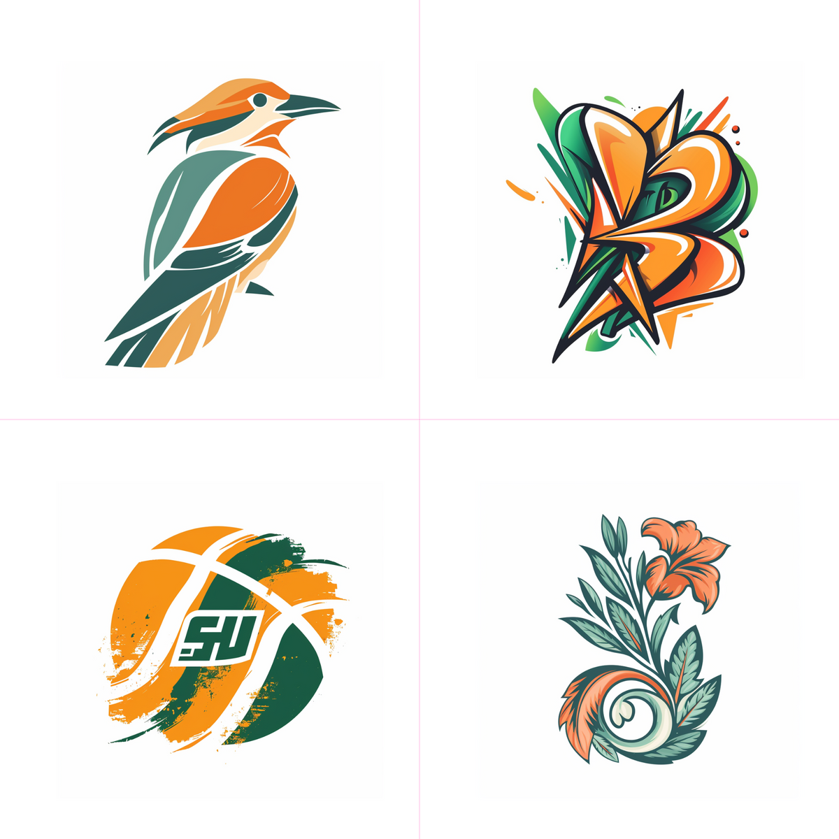 Logos in a abstract style created from an AI image prompt.