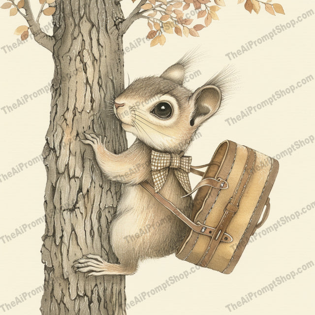 Woodland Animal Gentlemen AI MidJourney Image Prompt, 8379Ai, Ai Image Prompt, Animals, anthropomorphic, backpack, charming, cute, enchanted, fox, gentlemen, illustration, Image Prompt, midjourney, mouse, nature, Prompt, rabbit, scarf, squirrel, storybook, top hat, umbrella, vintage, whimsical, woodland