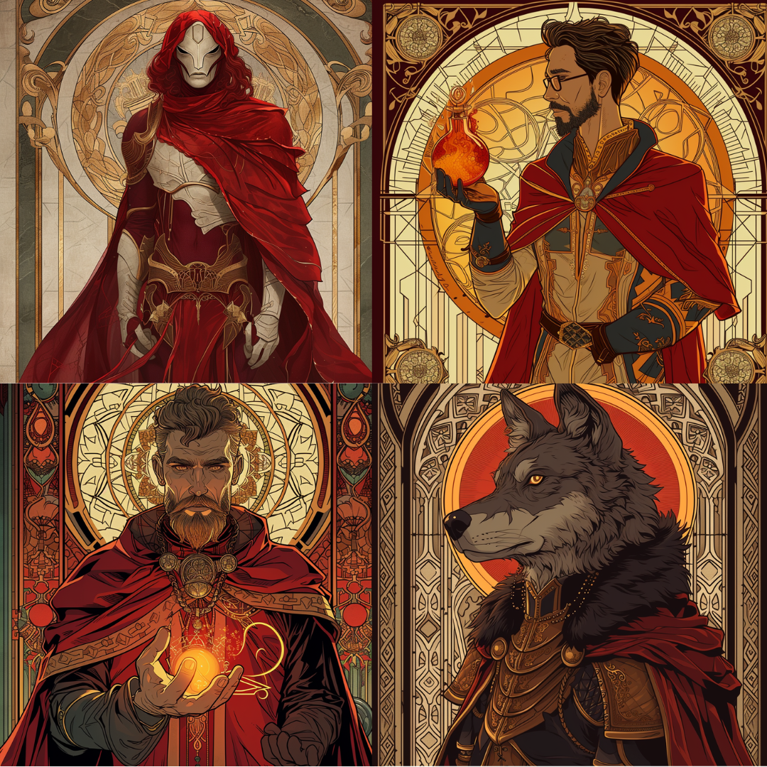 Character art in a fantasy style created from an AI image prompt.