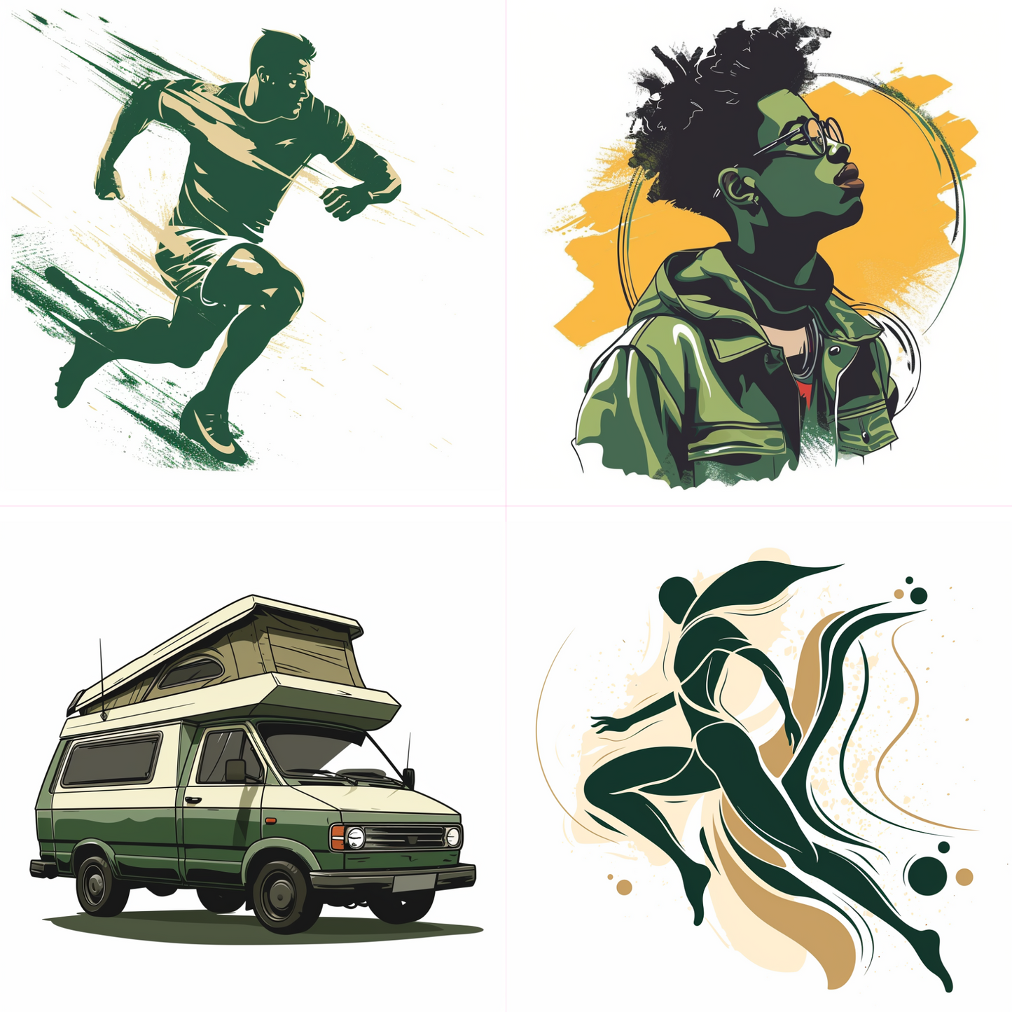 Logos in a vintage style created from an AI image prompt.