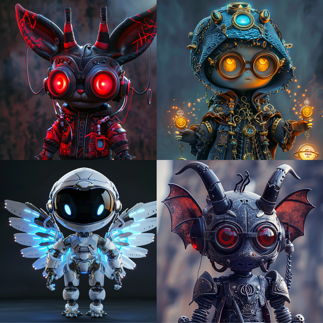 Steampunk Fantasy Creatures AI MidJourney Image Prompt, 8011cosplay, creative, detailed art, futuristic, gears, glowing eyes, imagination, industrial, intricate, mechanical, midjourney, retro-futuristic, robot, sci-fi, steampunk, technology, whimsical, wings