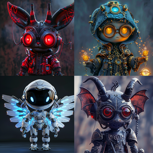 Steampunk Fantasy Creatures AI MidJourney Image Prompt, 8011cosplay, creative, detailed art, futuristic, gears, glowing eyes, imagination, industrial, intricate, mechanical, midjourney, retro-futuristic, robot, sci-fi, steampunk, technology, whimsical, wings