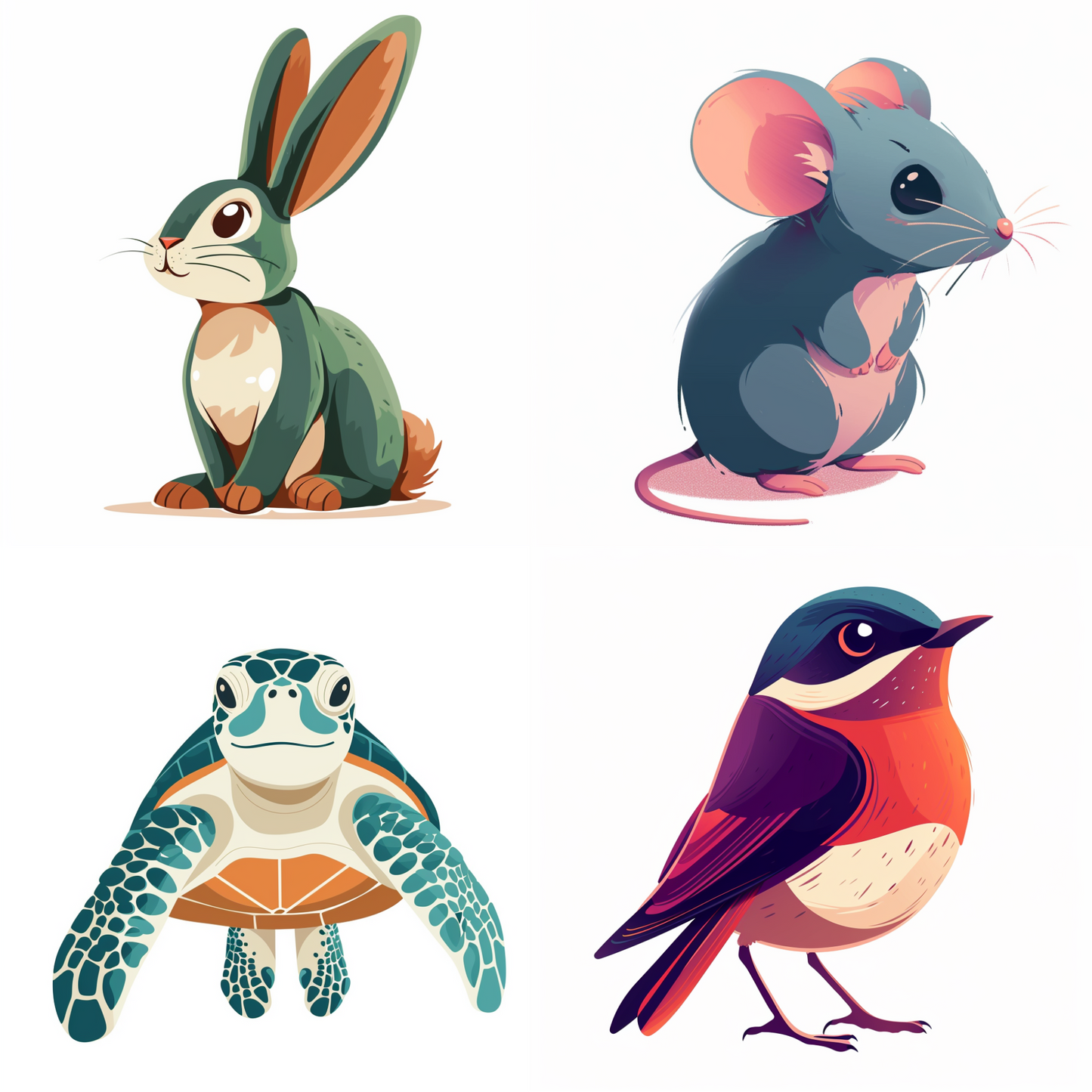 Animal illustration in a colorful style created from an AI image prompt.