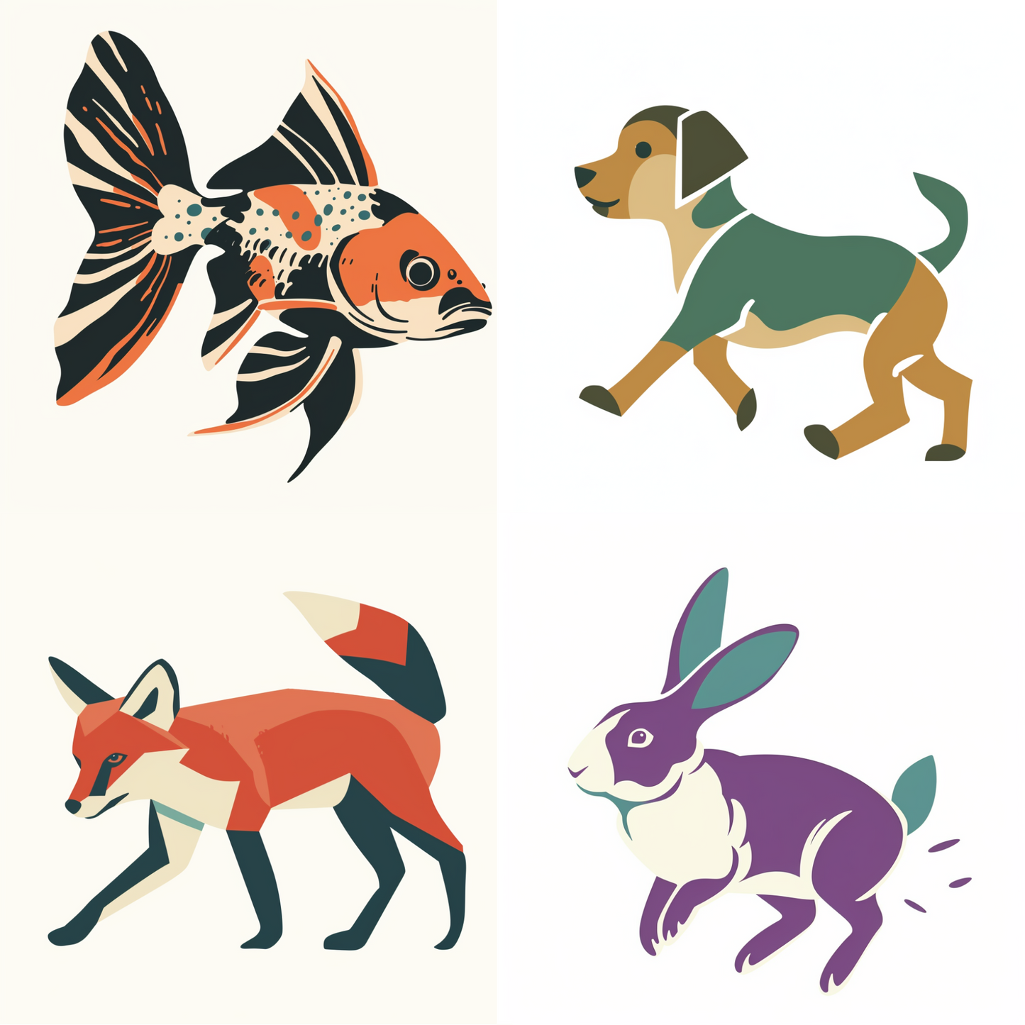 Animal illustration in a colorful style created from an AI image prompt.