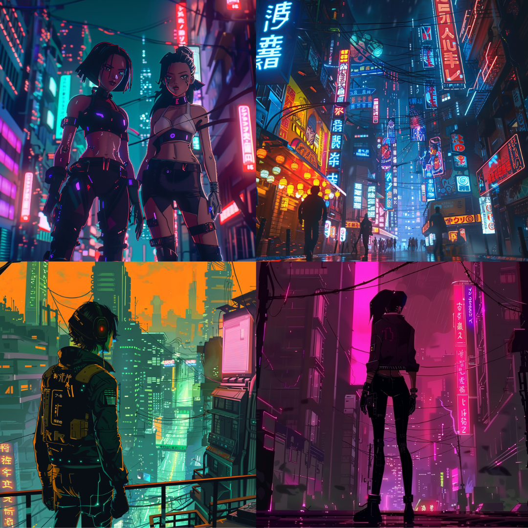 Neon noir narratives illustration in a cinematic style created from an AI image prompt.