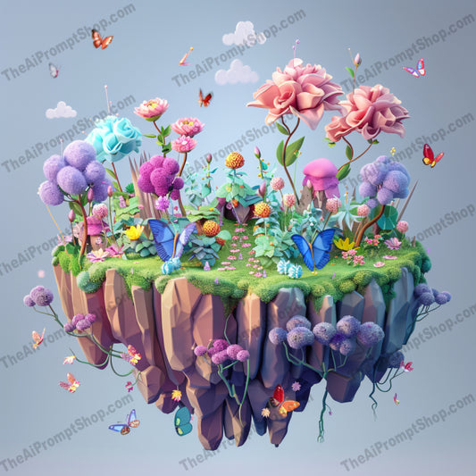 Floating Islands AI MidJourney Image Prompt, 9574 Fantasy, midjourney, floating island, fantasy art, vibrant flora, futuristic cityscape, enchanted castle, tropical paradise, imaginative landscape, 3D illustration, digital art, surreal scenery, magical world, island in the sky, colorful artwork, dreamlike environment, whimsical design, creative composition, aerial view, fantasy city, lush greenery, aquatic life, Midjourney, Ai, Ai Image Prompt, Image Prompt, Prompt