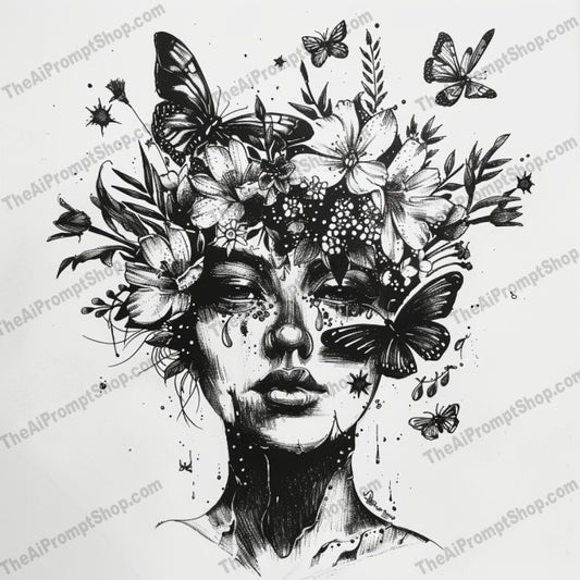 Surreal Cosmic and Nature Fusion Art AI MidJourney Image Prompt, 8690 Landscapes & Paintings, midjourney, surrealism, cosmic, nature, monochromatic, art, intricate, detailed, celestial, flora, fauna, dreamlike, visual, fusion, universe, space, imaginative, galaxy, abstract, beautiful, captivating, Midjourney, Ai, Ai Image Prompt, Image Prompt, Prompt