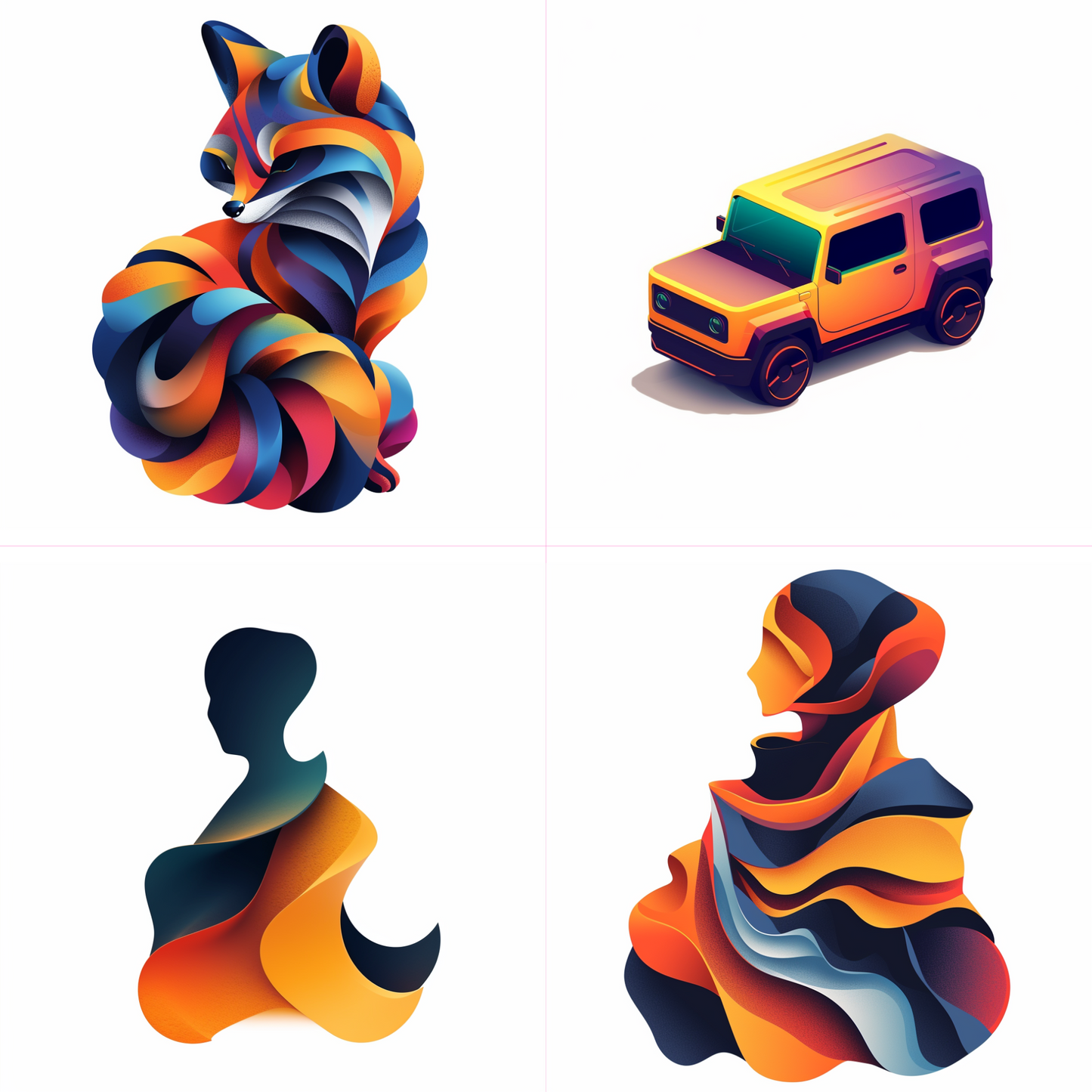 Logos in a abstract style created from an AI image prompt.