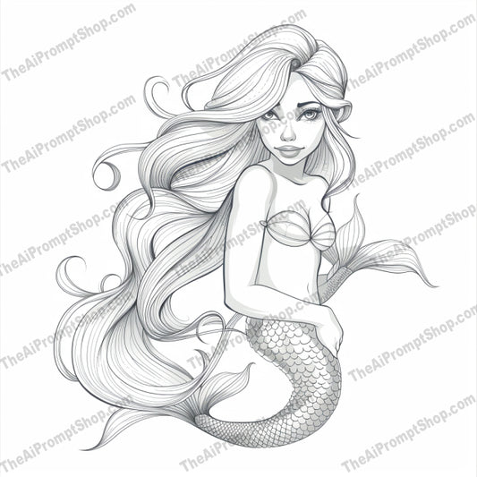 Fantasy Character Line Art AI MidJourney Image Prompt, 8316Ai, Ai Image Prompt, art, black and white, character design, Coloring Pages, decorative, detailed, drawing, elegant, enchanting, fairy tale, fantasy, illustration, Image Prompt, intricate, line art, midjourney, mystical, mythical, mythical creature, ornate, Prompt, sketch, storybook, whimsical
