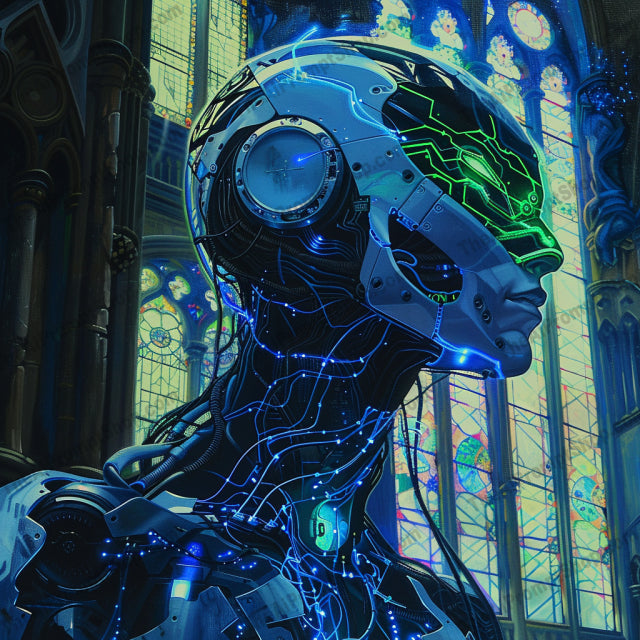 Fantasy Creatures AI MidJourney Image Prompt, 9304 Fantasy, midjourney, fantasy, art, detailed, mythical, creatures, cathedral, interior, stained glass, armor, futuristic, dragon, robot, cat, majestic, mythical aesthetics, visual art, intricate, colorful, digital art, fantasy art, Midjourney, Ai, Ai Image Prompt, Image Prompt, Prompt