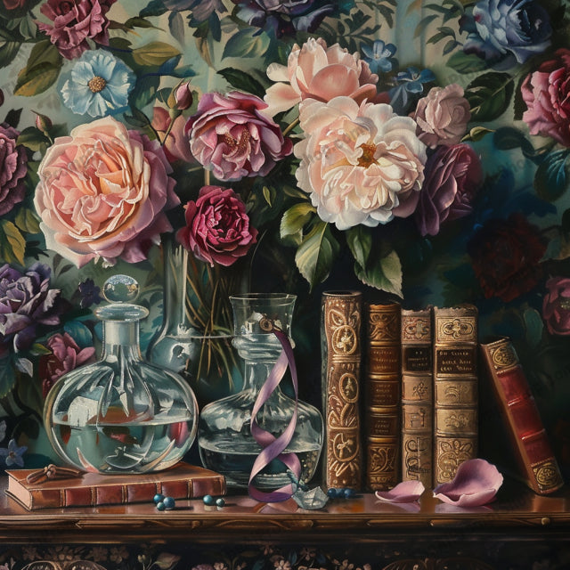 Ethereal Floral Potion Lab AI MidJourney Image Prompt, 9657 Fantasy, midjourney, ethereal, floral, potion, lab, magic, whimsical, enchanting, flowers, daisies, roses, sunflowers, vintage, books, mystical, lights, glass, bottles, fantasy, botanical, charming, Midjourney, Ai, Ai Image Prompt, Image Prompt, Prompt