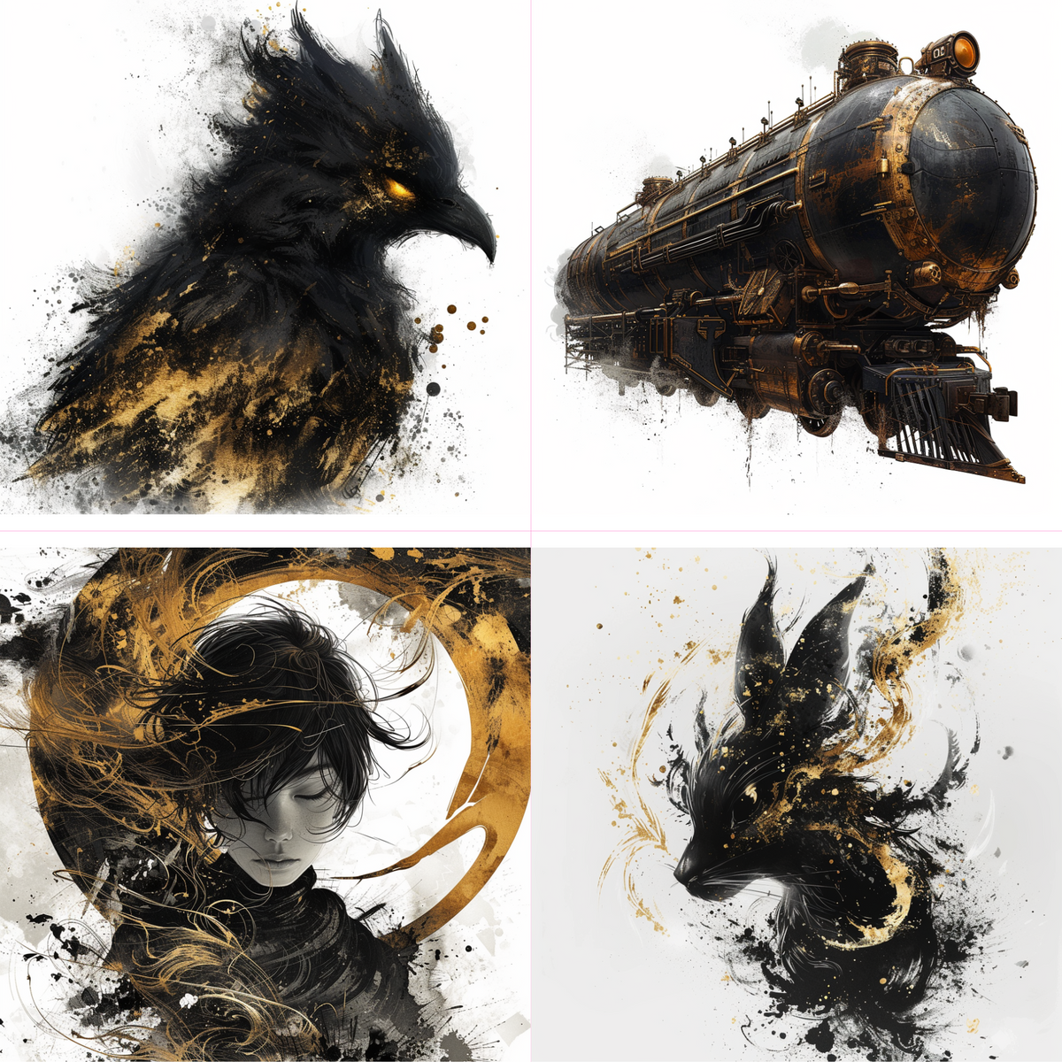 Logos in a fantasy style created from an AI image prompt.