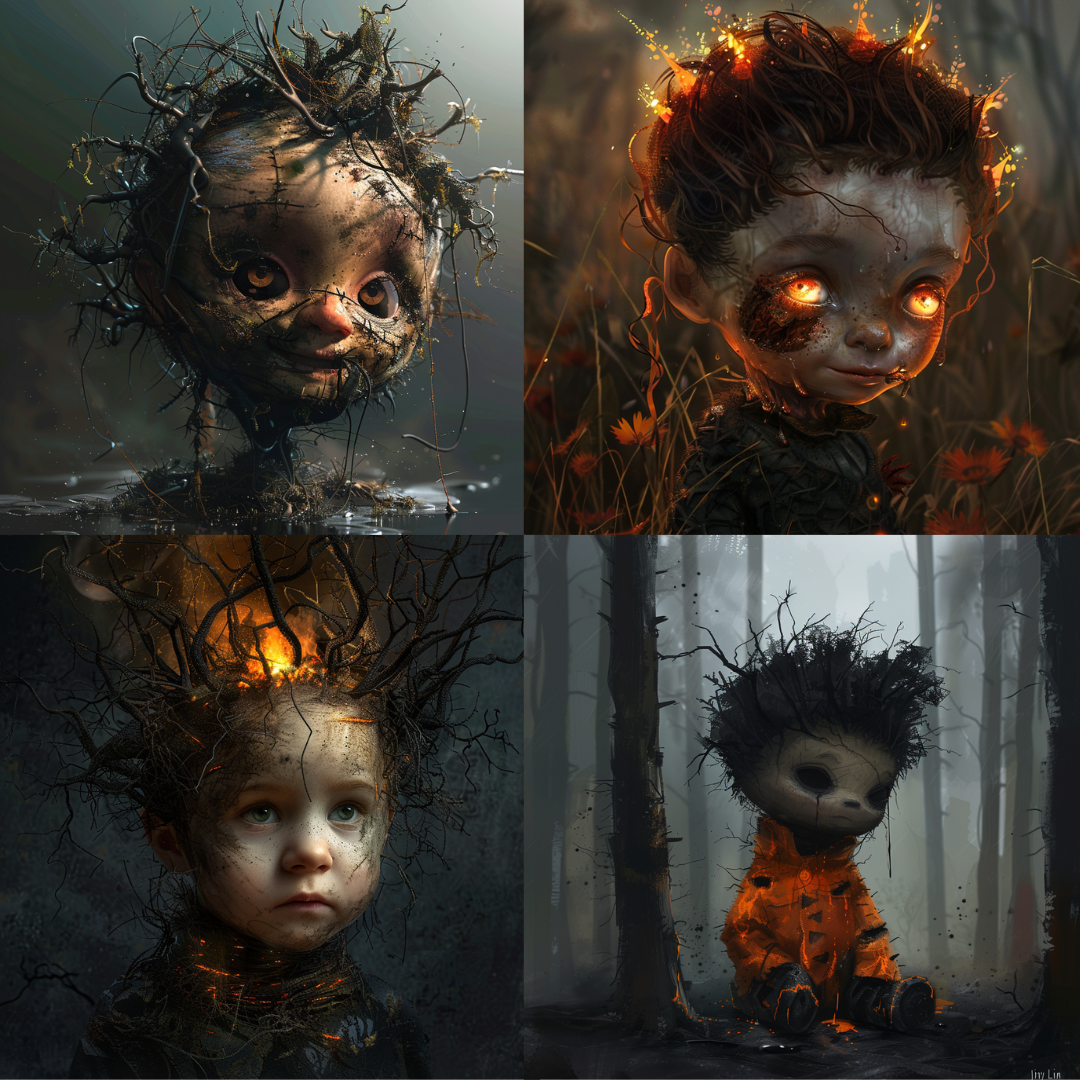 Enchanted emberlings illustration in a fantasy style created from an AI image prompt.