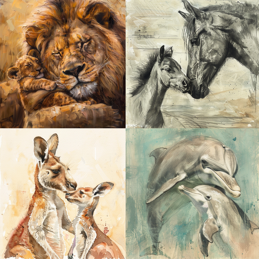 AI MidJourney Image Prompt, Intimate Wildlife Sketches. 4944Animal family bonds, Aquatic playfulness, Charcoal strokes, chat gpt, chat gpt prompts, chatgpt, chatgpt prompts, Earthy tones, Equestrian affection, Gentle repose, Mammalian warmth, midjourney, Nature's embrace, Parental tenderness, Storybook Illustrations, Wildlife sketches