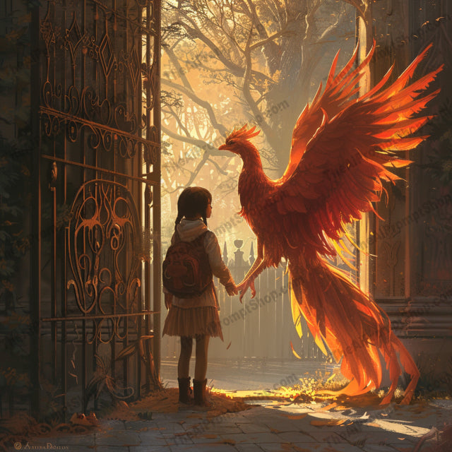 AI MidJourney Image Prompt, Mythical Companions, 4930chat gpt, chat gpt prompts, chatgpt, chatgpt prompts, Childhood imagination, Enchanting gates, Enthralled youth, Fantastic beasts, Hidden worlds, Legendary friendships, Luminous creatures, Magical realism, midjourney, Rustic charm, Storybook Illustrations, Twilight magic