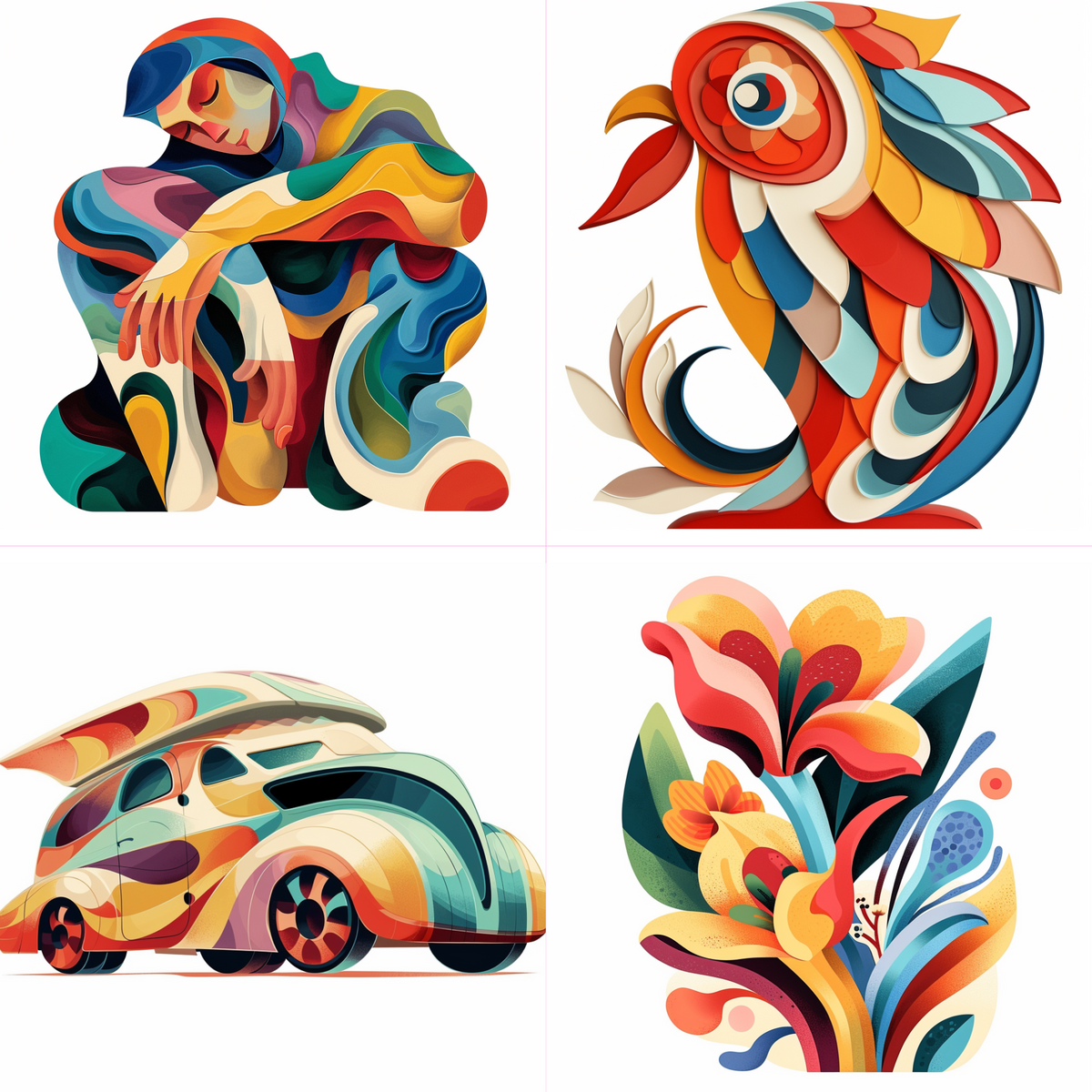 Logos in a abstract style created from an AI image prompt.