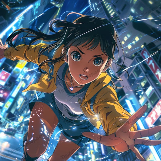 AI MidJourney Image Prompt, Vibrant Anime Vigor, 5162Action scenes, Animation, Anime style, Bright highlights, cartoon, Character close-ups, Detailed line work, Dynamic angles, Emotional impact, Energetic movement, Intense expressions, Manga inspiration, midjourney, Urban backdrop, Vivid color scheme