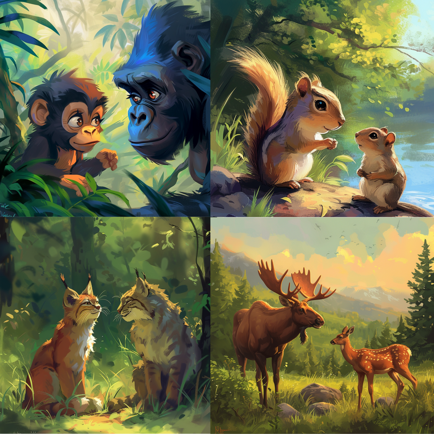 Animal illustration in a storybook style created from an AI image prompt.