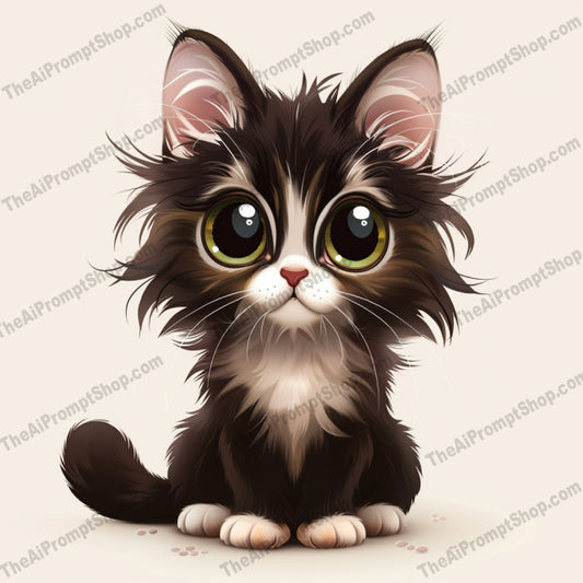 Adorable Cartoon Cats AI MidJourney Image Prompt, 8233adorable cat, animal character, animated style, big eyes, cartoon cat, cat drawingmidjourney, cat lover gift, charming illustration, children's art, colorful cat, cute animal, cute illustration, digital art, fantasy art, fluffy cat, kids' decor, kitty, pet art, playful cat, whimsical cat