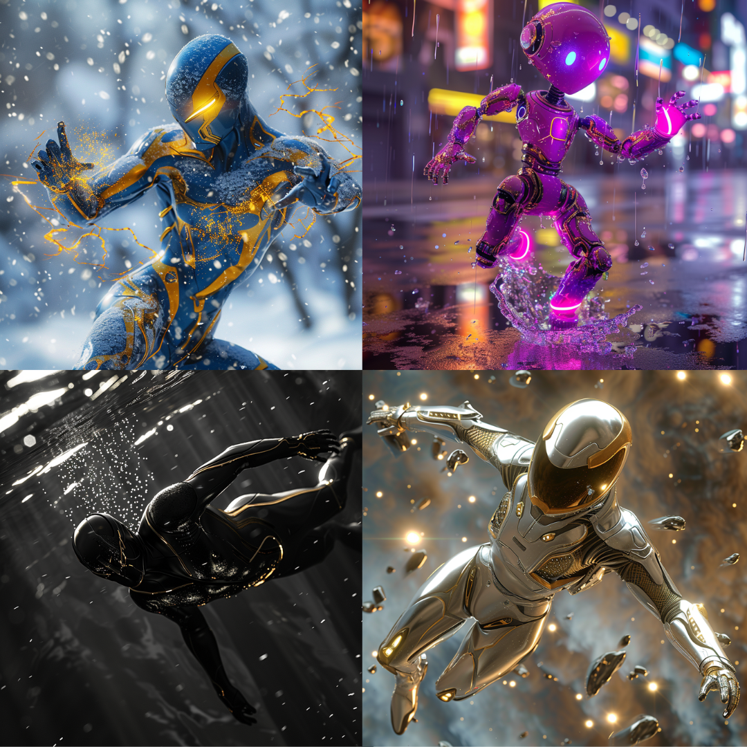 Elemental Agility AI MidJourney Image Prompt, Character Art, 4216Action scenes, Artistic movement, Athletic prowess, chat gpt, chat gpt prompts, chatgpt, chatgpt prompts, Cyber agility, Digital art, Dynamic poses, Electric dynamism, Electric speed, Elemental combat, Elemental powers, Fluid dynamics in art, Fluid motion, Futuristic agility, Kinetic energy, midjourney, Motion blur, Power in motion, Sci-fi action, Superheroes in action, Superhuman agility, Vibrant energy