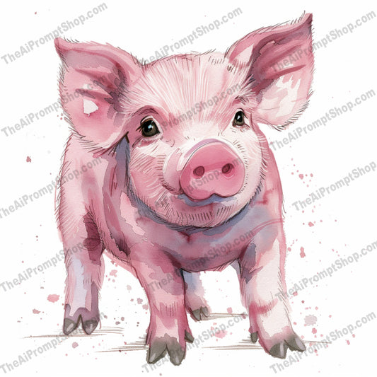 Adorable Baby Farm Animals Watercolor Art AI MidJourney Image Prompt, 8076animal lover gift, animal wall art, baby animal paintings, baby farm animals, baby room art, bunny art, children's room decor, cute animal illustrations, duckling art, elephant art, farm animal prints, gentle animal portraits, hand-painted art, midjourney, nursery decor, piglet art, playful nursery art, watercolor animal art, watercolor prints