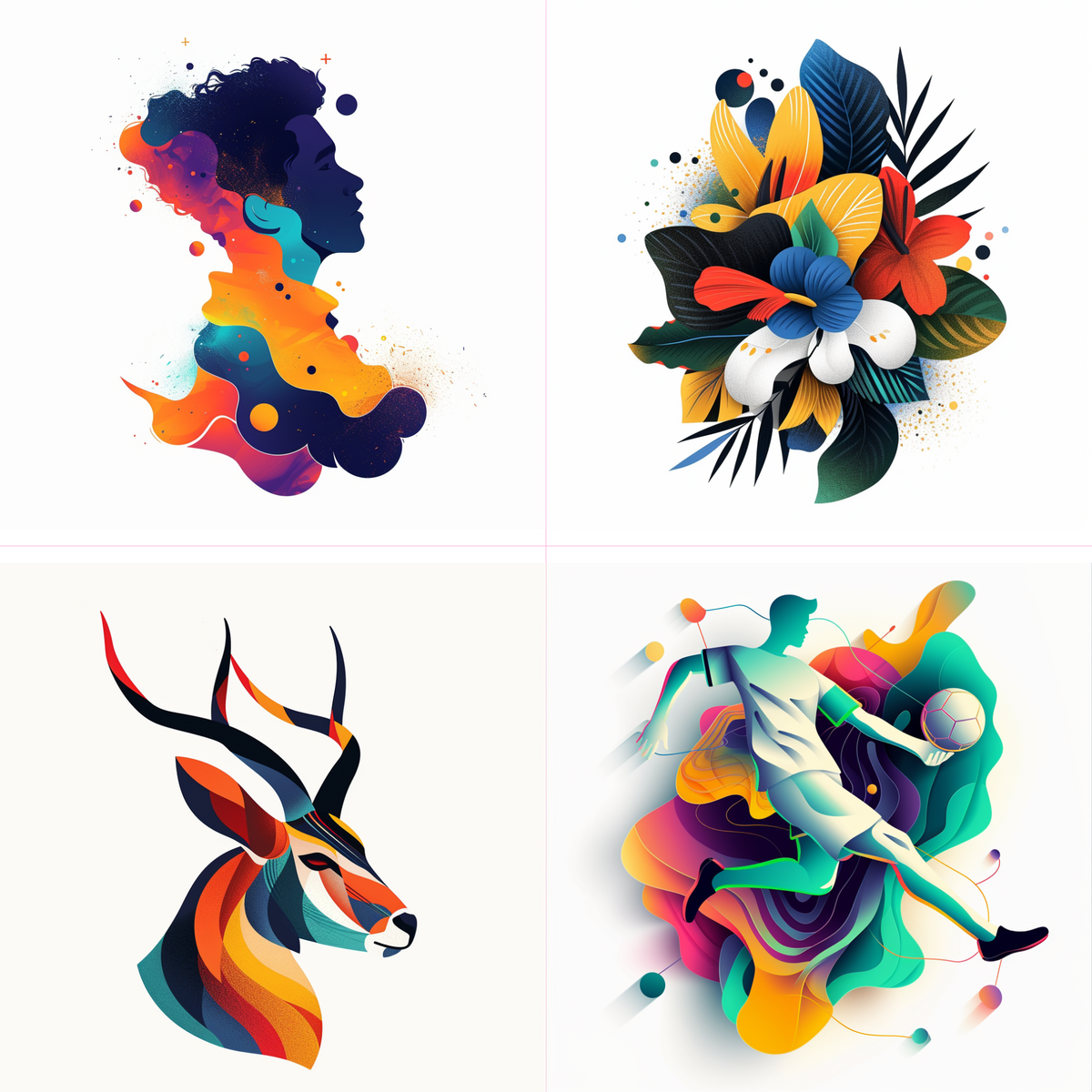 Logos in a colorful style created from an AI image prompt.