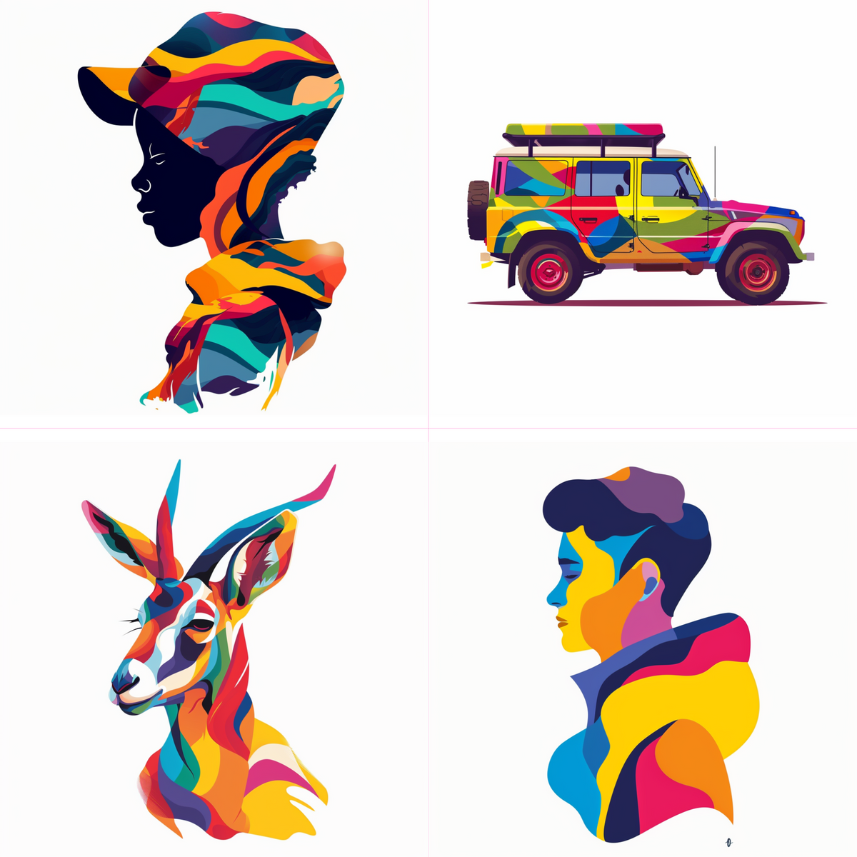 Logos in a abstract style created from an AI image prompt.