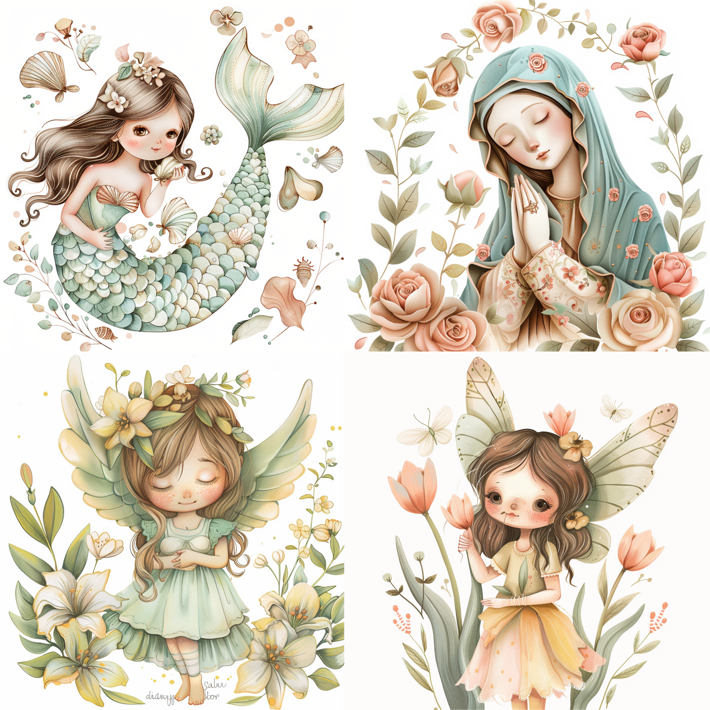 Enchanting Pastel Dreams AI MidJourney Image Prompt, 8024artistic, delicate, dreamy., enchanting, fairies, fantasy, feminine, floral, gentle, intricate, magic, mermaid, midjourney, pastel, peaceful, prayer, serene, soft colors, whimsical